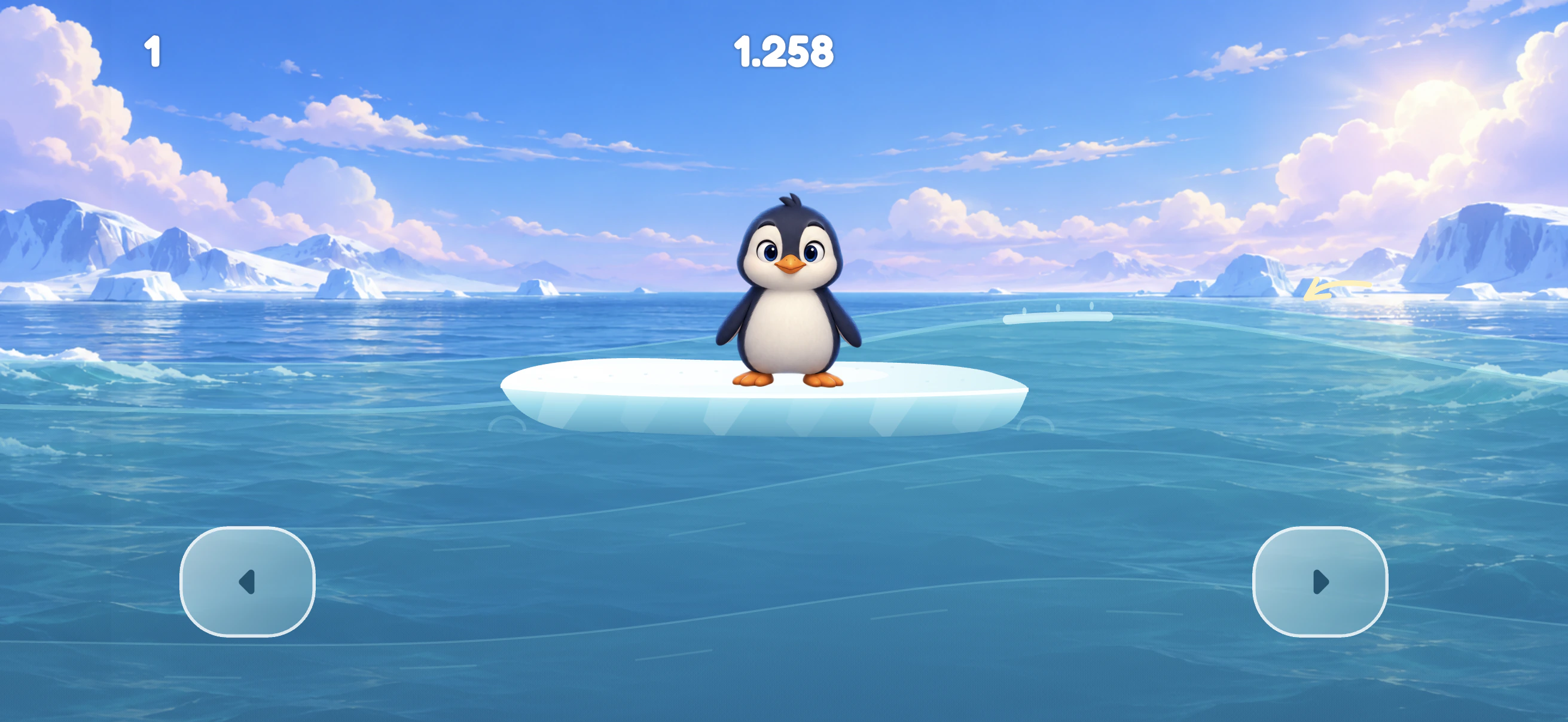 Penguin Iceberg Balance — an actual survival run with both directional controls